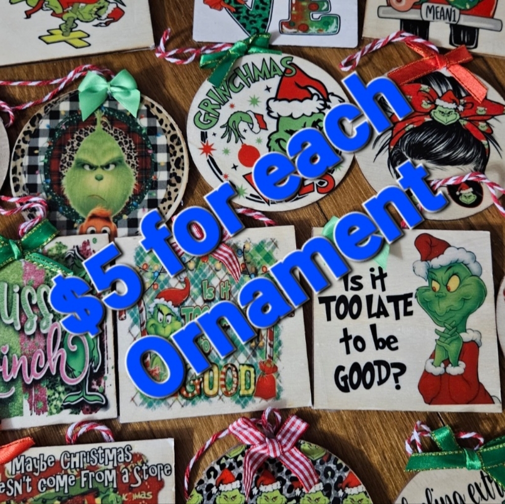 2 pc Grinch Christmas Ornaments
